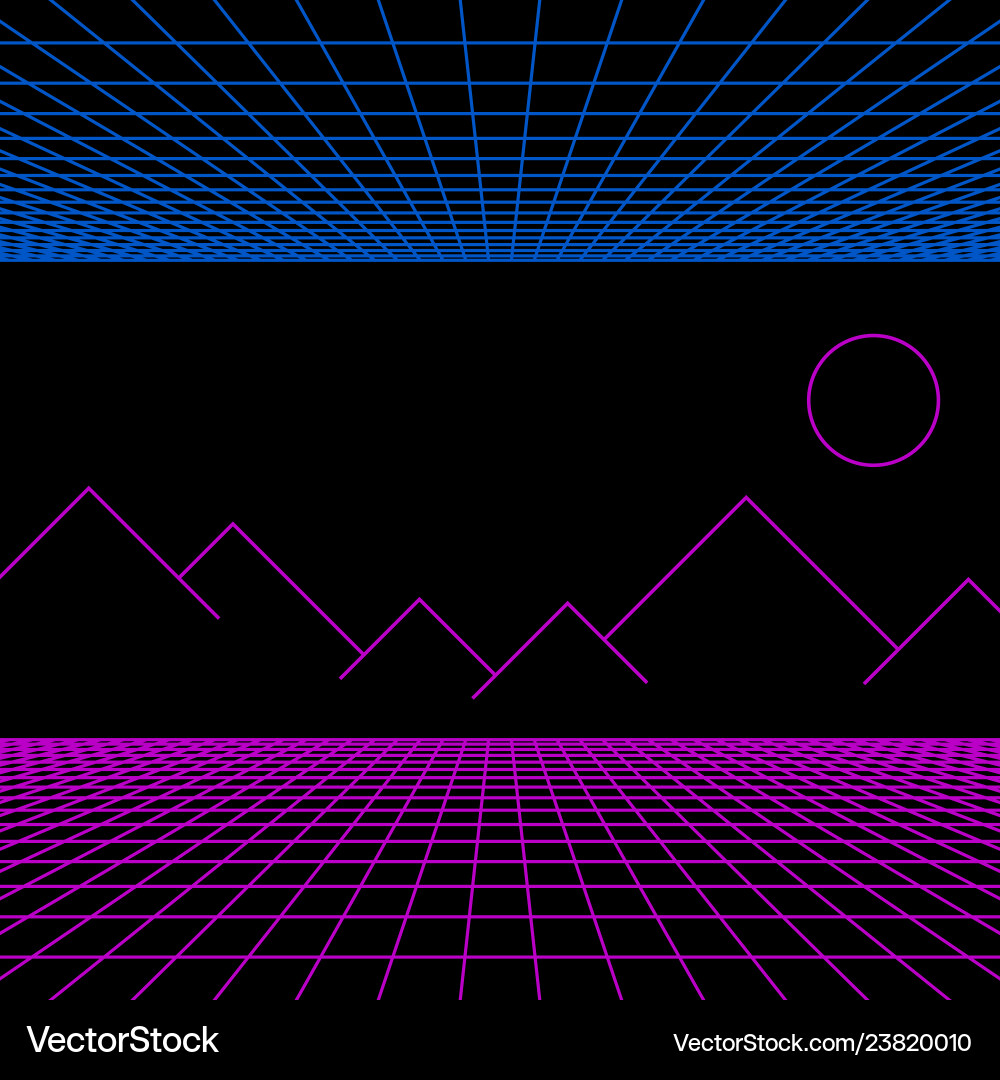Retro Synthwave Neon Grid Background vector image