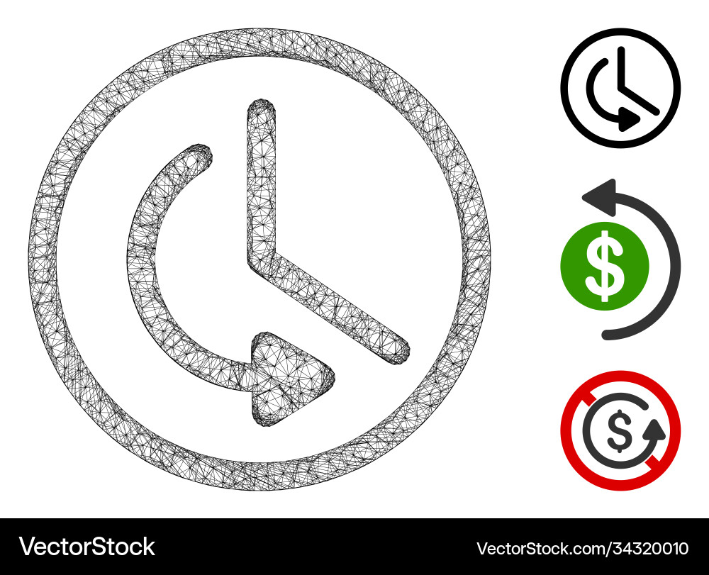 Rollback time polygonal web mesh vector image