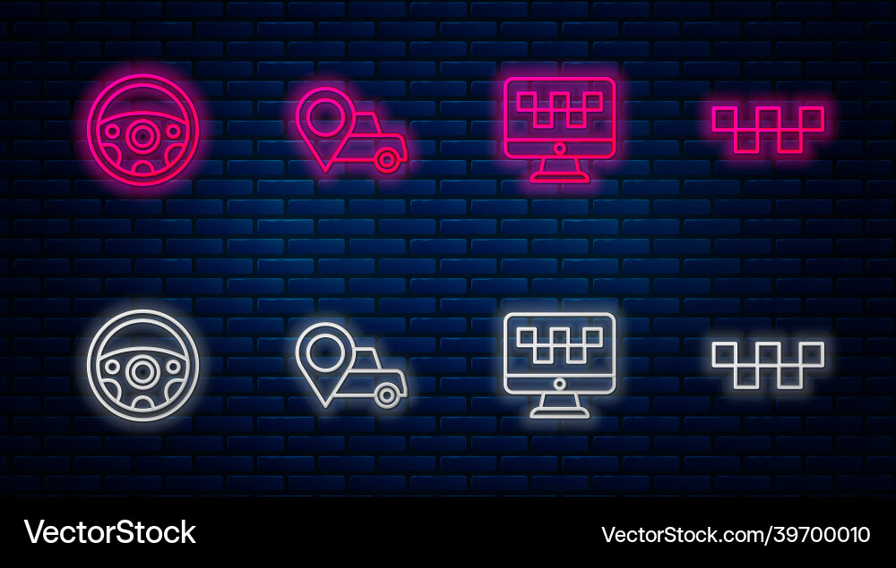 Set line location with taxi computer call service Set line location with taxi computer call service vector image