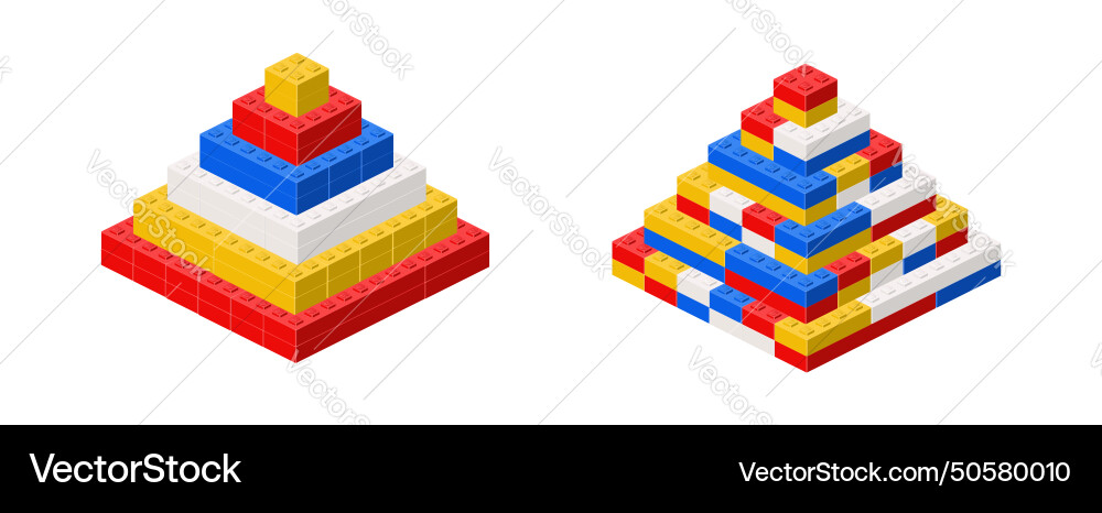 Set of color pyramids in isometry Set of color pyramids in isometry vector image