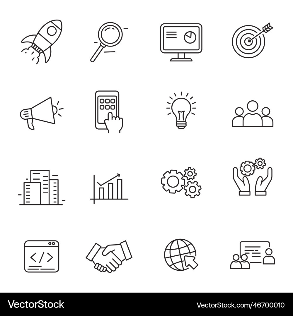 Set of startup icons in linear style Set of startup icons in linear style vector image