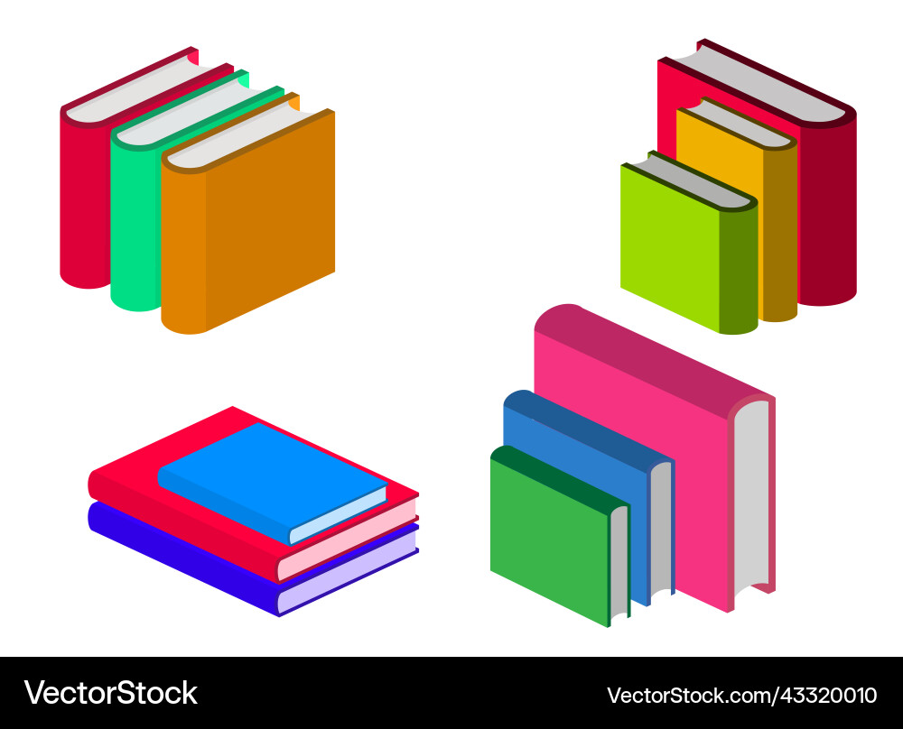 Stack of books and notebooks in library Stack of books and notebooks in library Vector Image