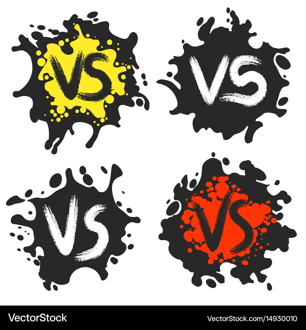 Versus fight labels on dirty blobs vector image