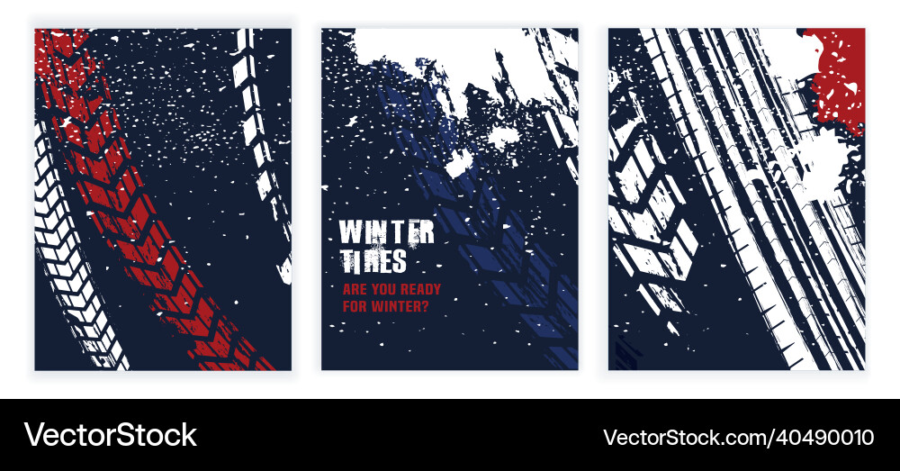 Winterreifen vertikale Poster Grunge Set Winterreifen vertikale Poster Grunge Set vektorbild
