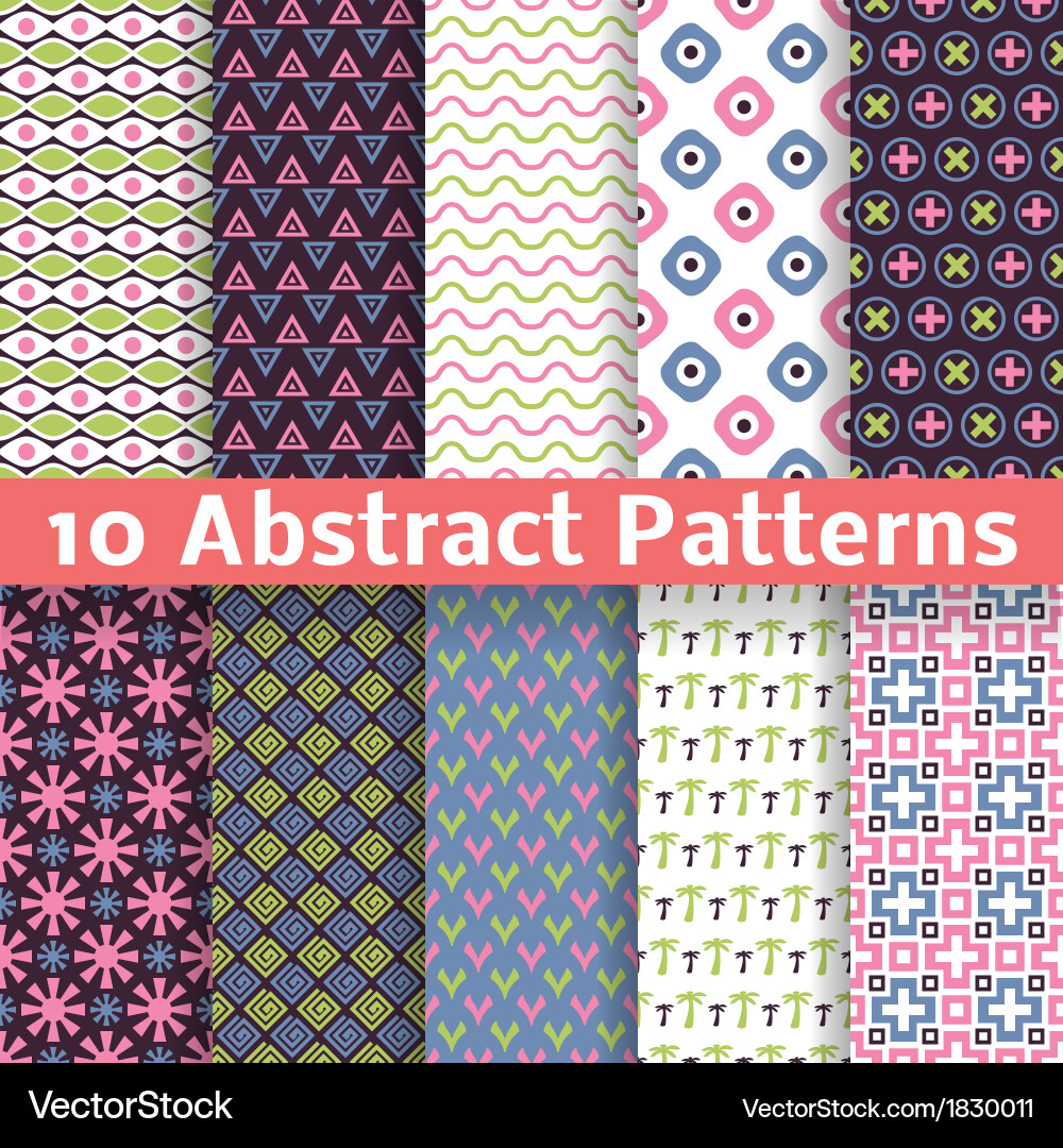 Abstract patterns set of seamless background vector image
