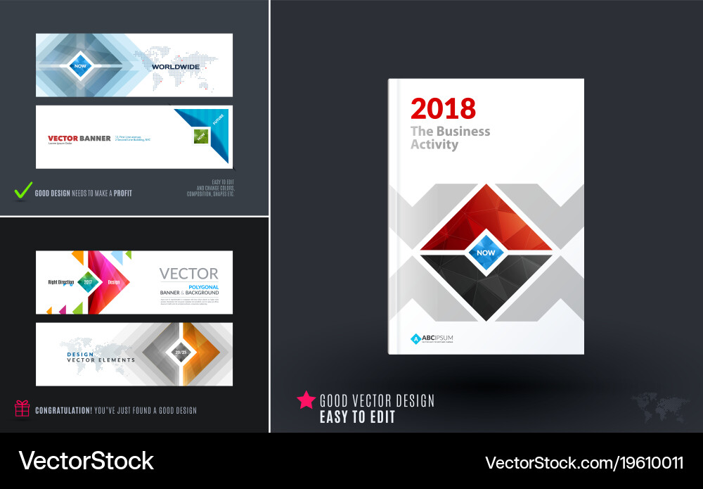 Abstract set of modern horizontal website vector image