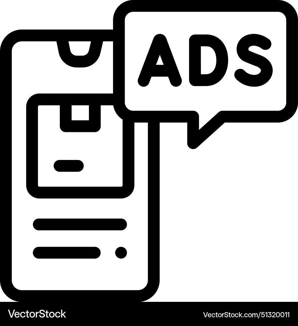 Ads icon thin linear style design isolated Ads icon thin linear style design isolated vector image