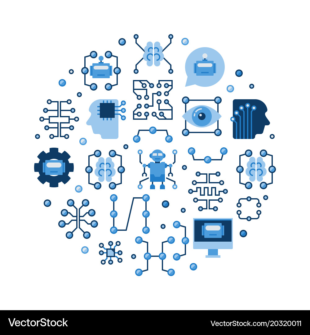 AI & Machine Learning Flat Icons Vector Image