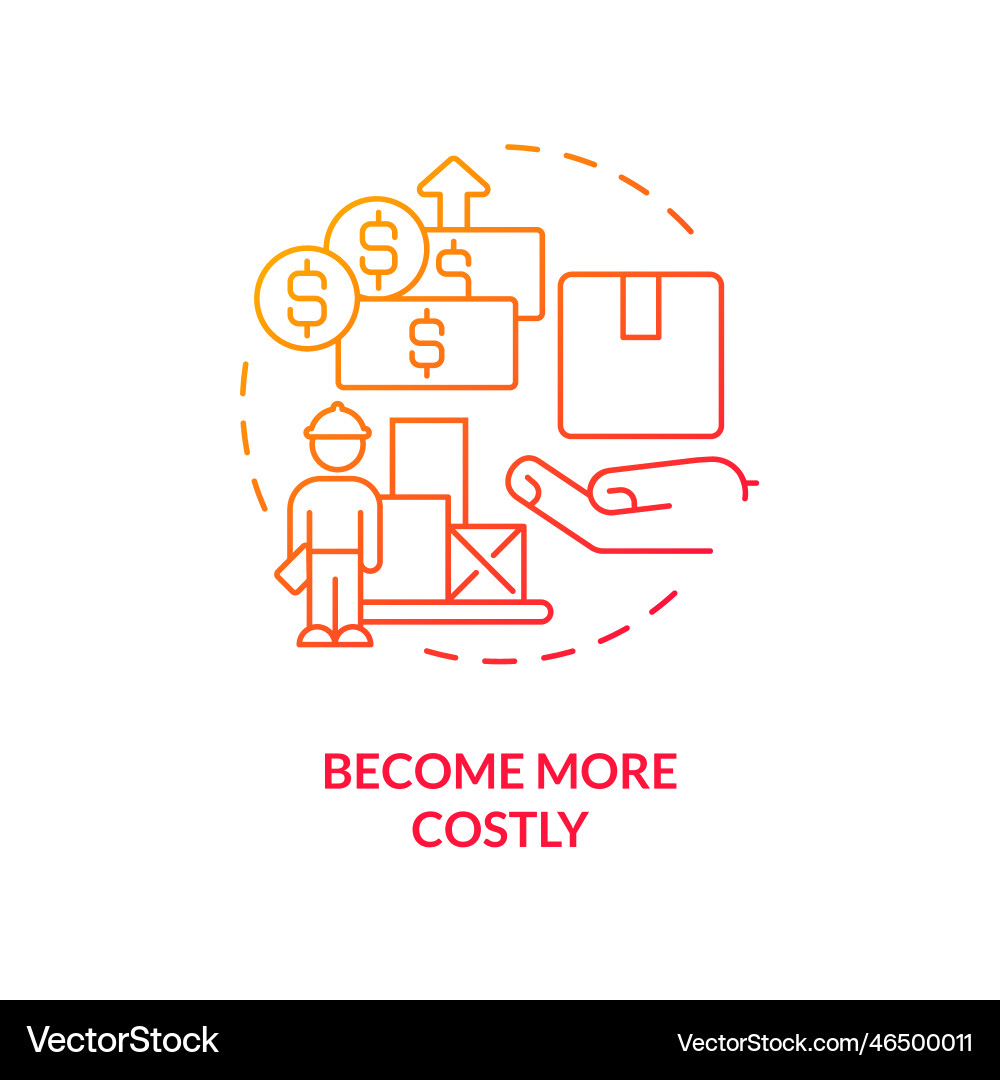 Become more costly red gradient concept icon Become more costly red gradient concept icon vector image