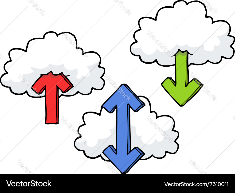 Clouds with arrows set Vector Image