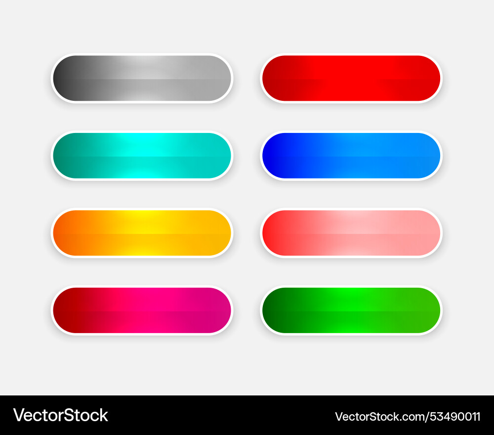 Colorful and shiny web button icons in set vector image