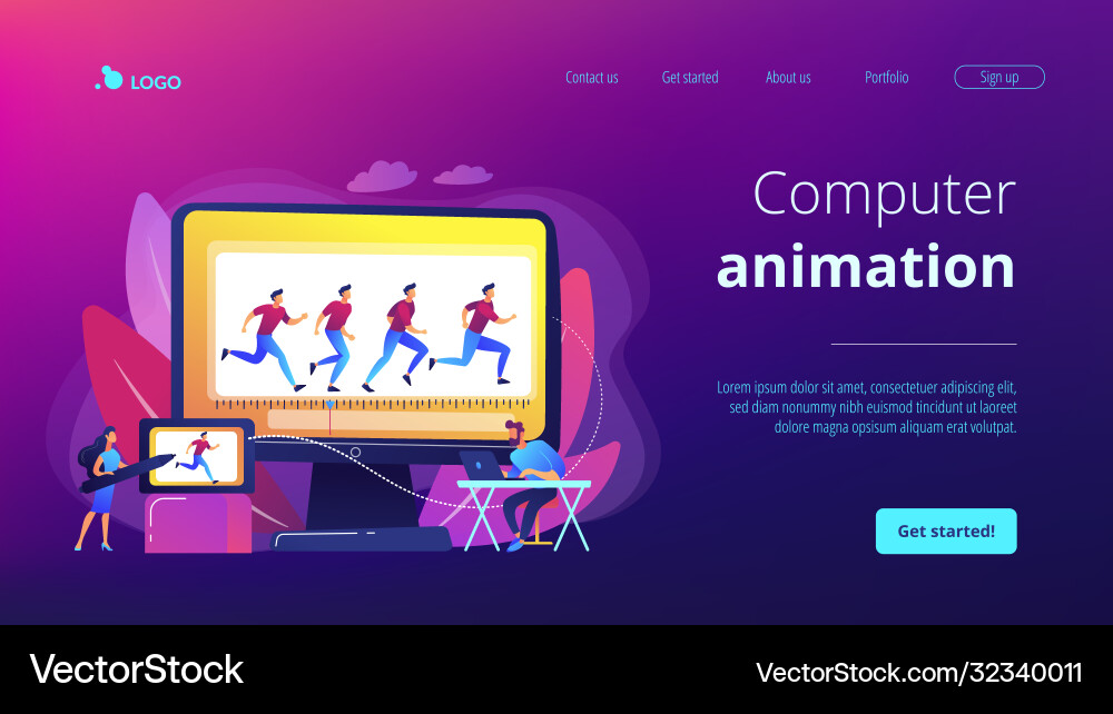 Computer animation concept landing page Computer animation concept landing page vector image