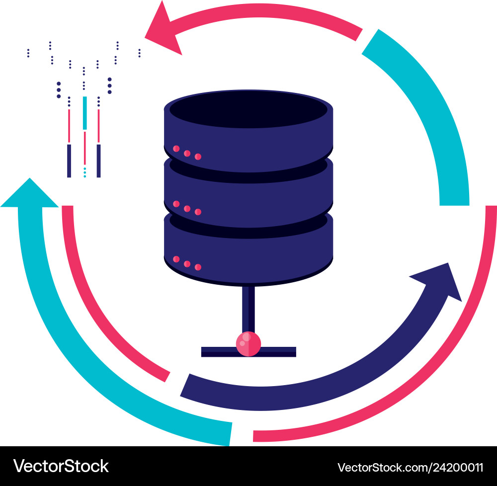 Data center disks with arrows Data center disks with arrows Vector Image