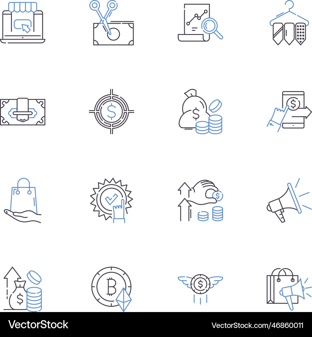 Department store and stipend line icons collection Department store and stipend line icons collection vector image