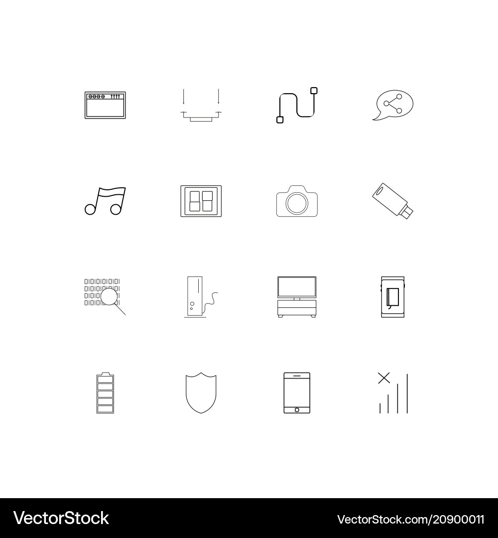 Devices linear thin icons set outlined simple vector image