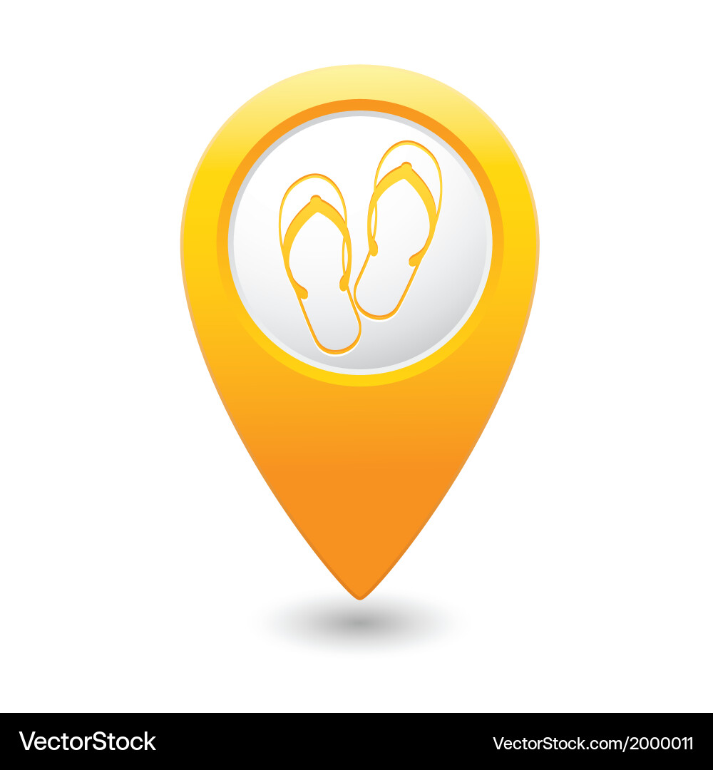 Flip flops symbol yellow map pointer