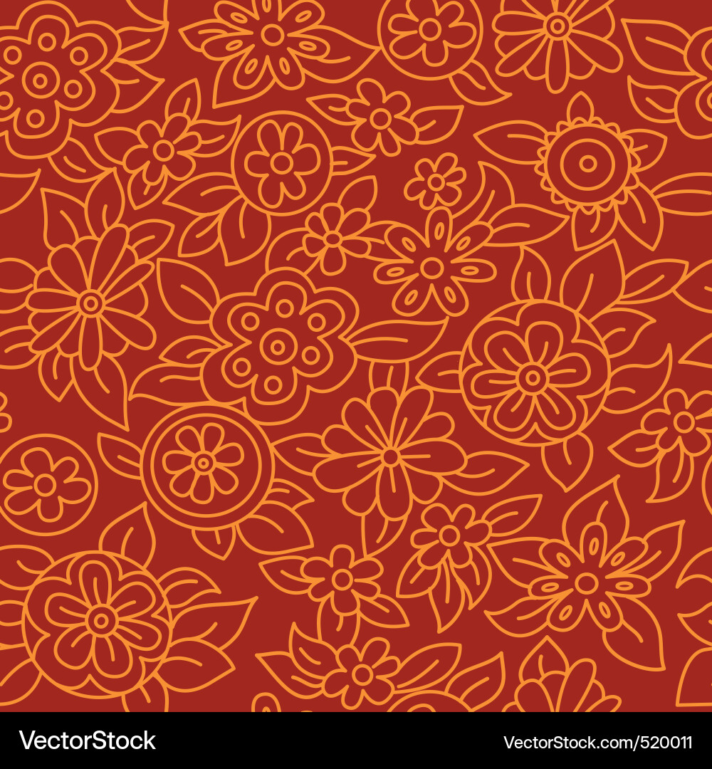 Floral Seamless Red Pattern Vector Image
