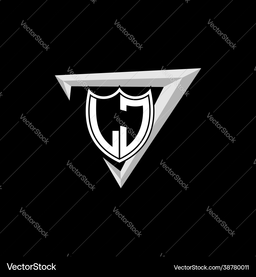 Initial letter l j shield shape with triangular Vector Image