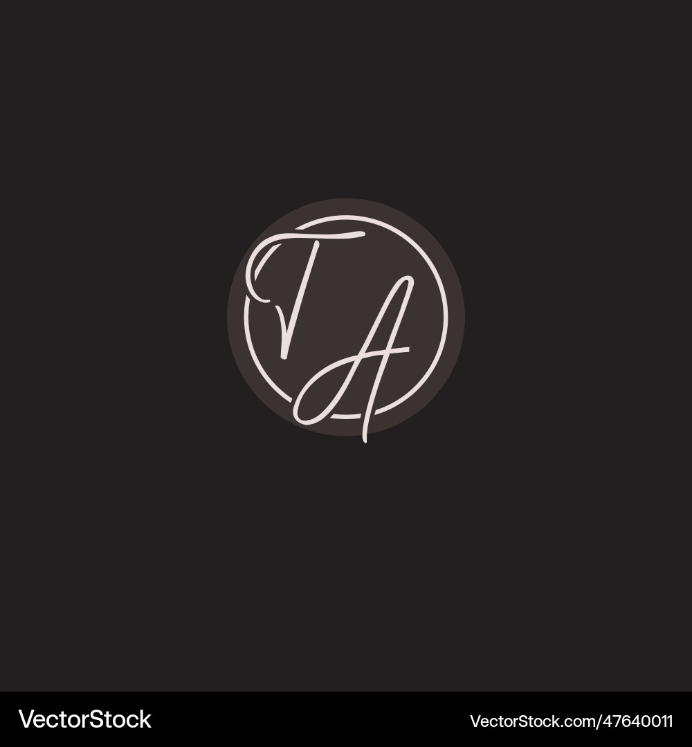 Initials ta logo monogram with simple circle line Vector Image
