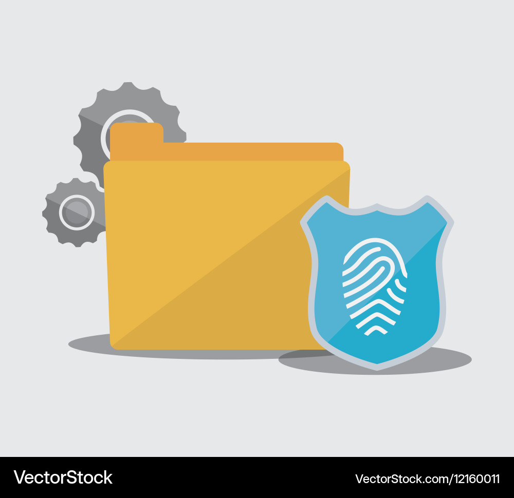 Internet security file folder password fingerprint vector image