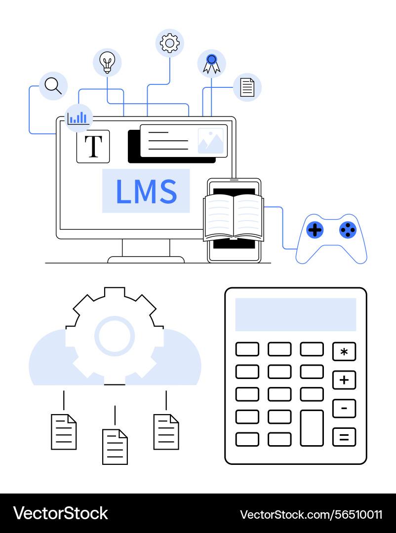 Learning management system design with tools Learning management system design with tools vector image