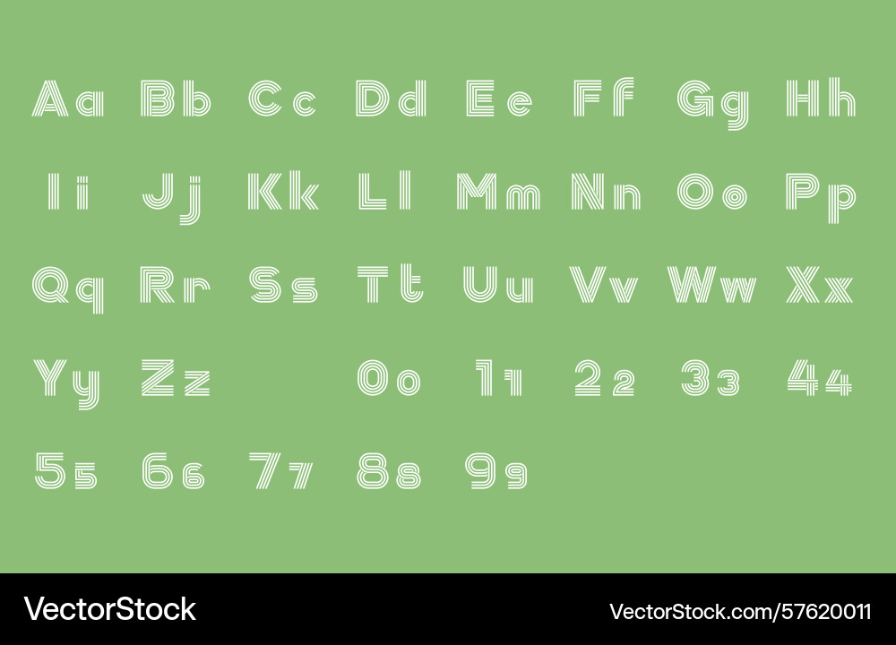 Light retro line typeface with soft green Light retro line typeface with soft green vector image
