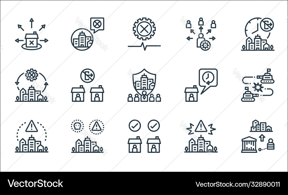 Lockdown line icons linear set quality Lockdown line icons linear set quality vector image