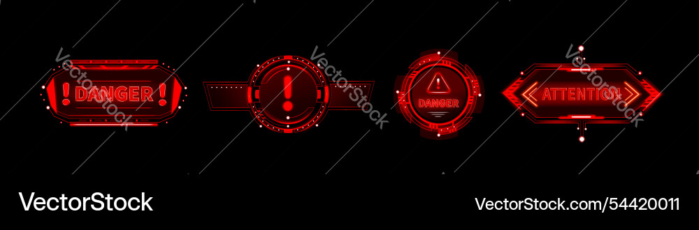 Red Warning Frames - Tech Alert vector image