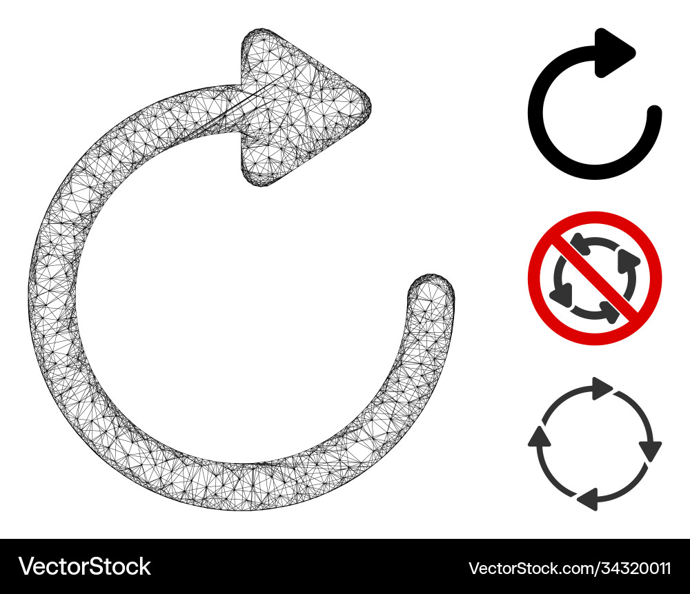 Rotate right polygonal web mesh Rotate right polygonal web mesh vector image