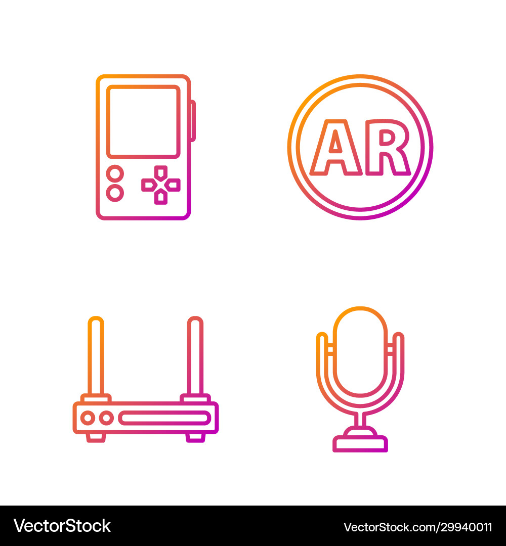 Set line microphone router and wi-fi signal Set line microphone router and wi-fi signal vector image