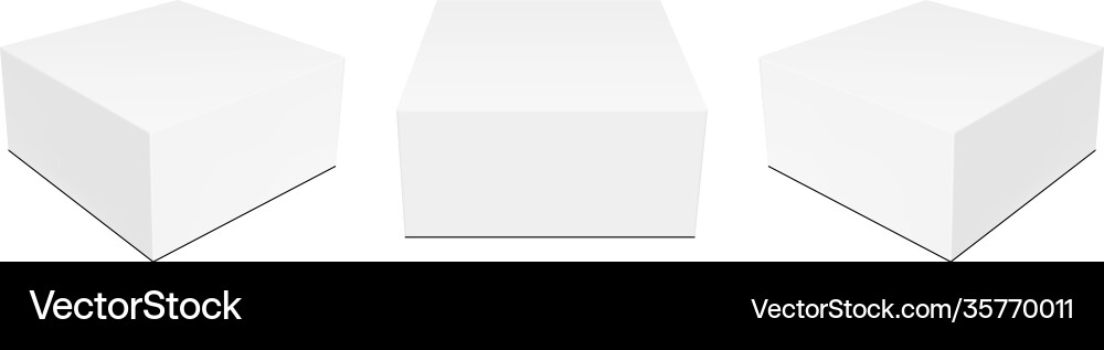 Square boxes mockups with front and side view vector image