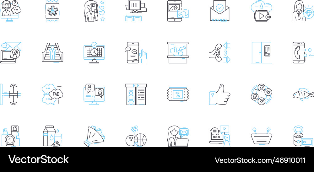 Virtual assistants linear icons set automation Vector Image