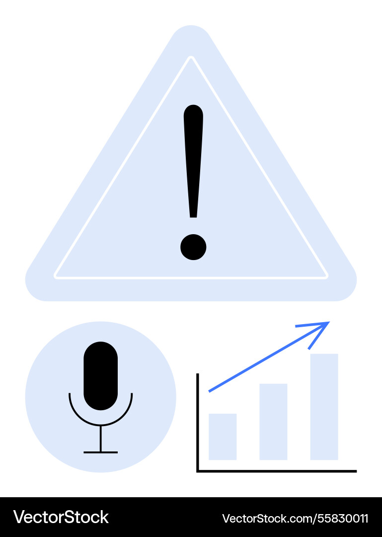 Warning sign with microphone and graph indicating Warning sign with microphone and graph indicating vector image
