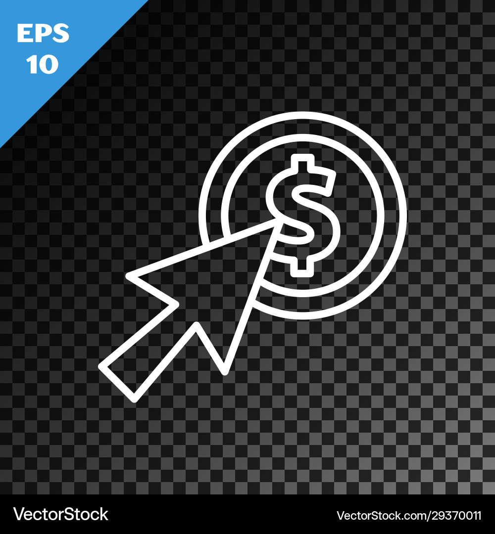 White line cursor and coin icon isolated White line cursor and coin icon isolated vector image