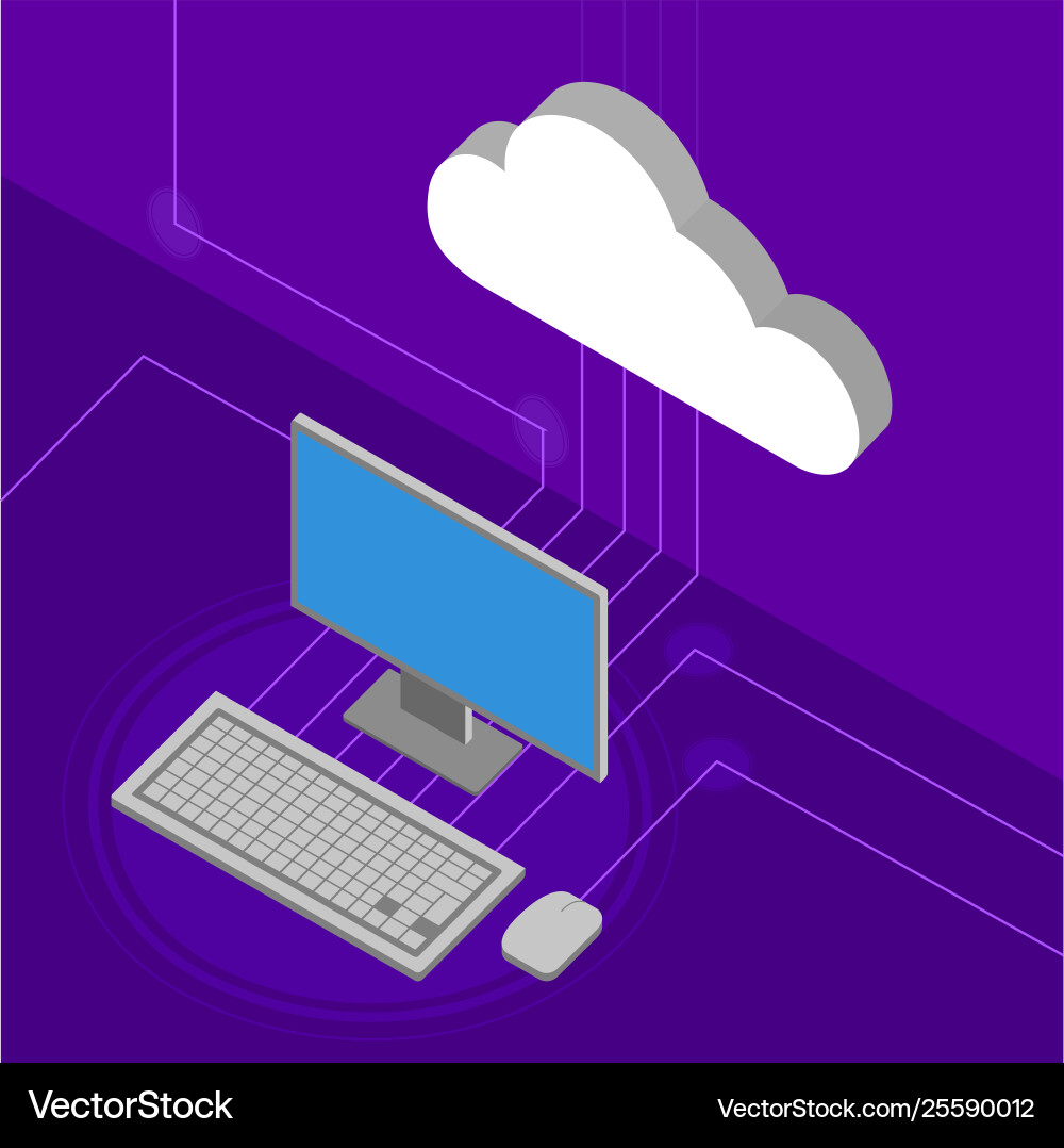 3d cloud computing icon connected to a computer Vector Image