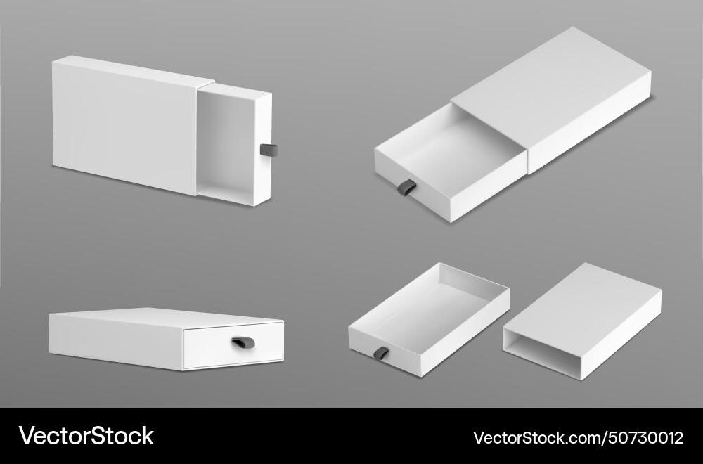 3d set of slide boxes isolated on gray background Vector Image