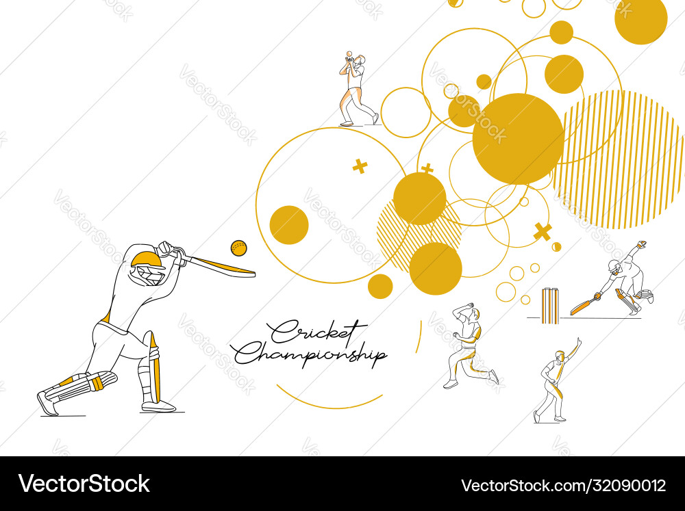 Abstract colorful pattern with batsman and bowler Vector Image