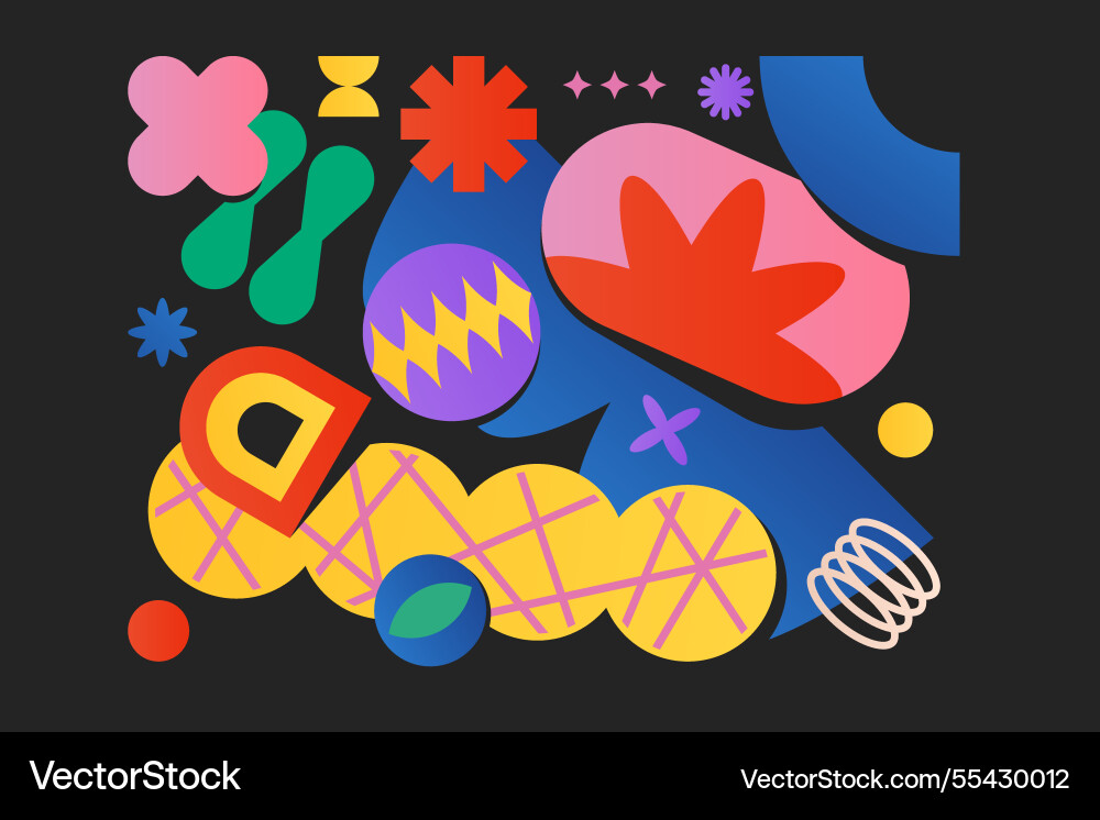 Abstract retro shapes composition in flat style Vector Image