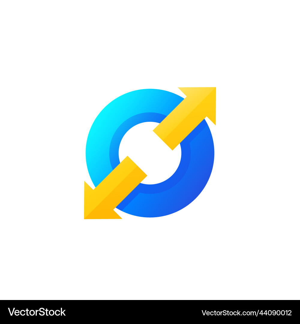 Arrows pointed in two directions and a circle Vector Image