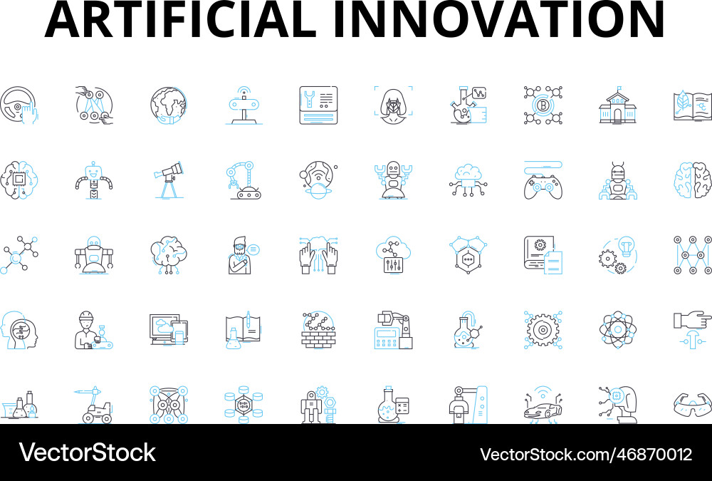 Artificial innovation linear icons set automation Artificial innovation linear icons set automation vector image