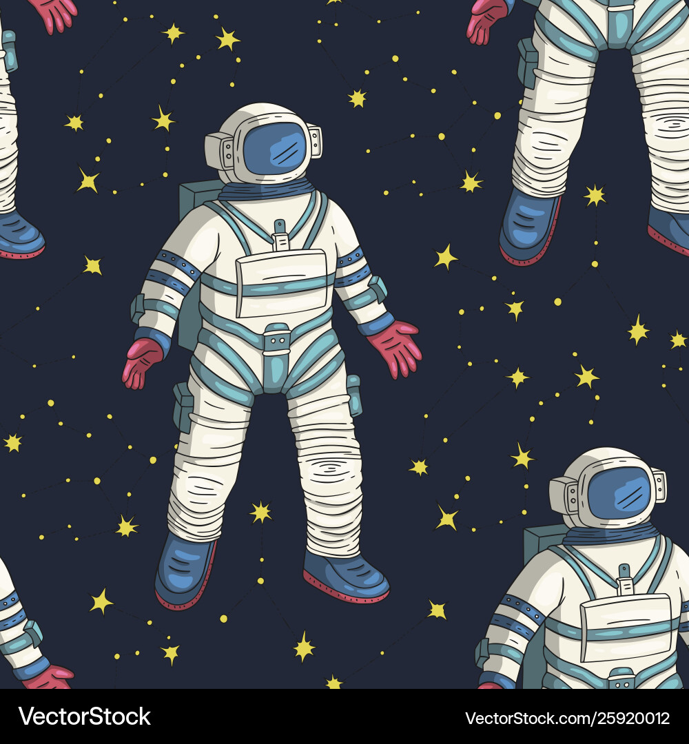 Astronaut seamless pattern Vector Image