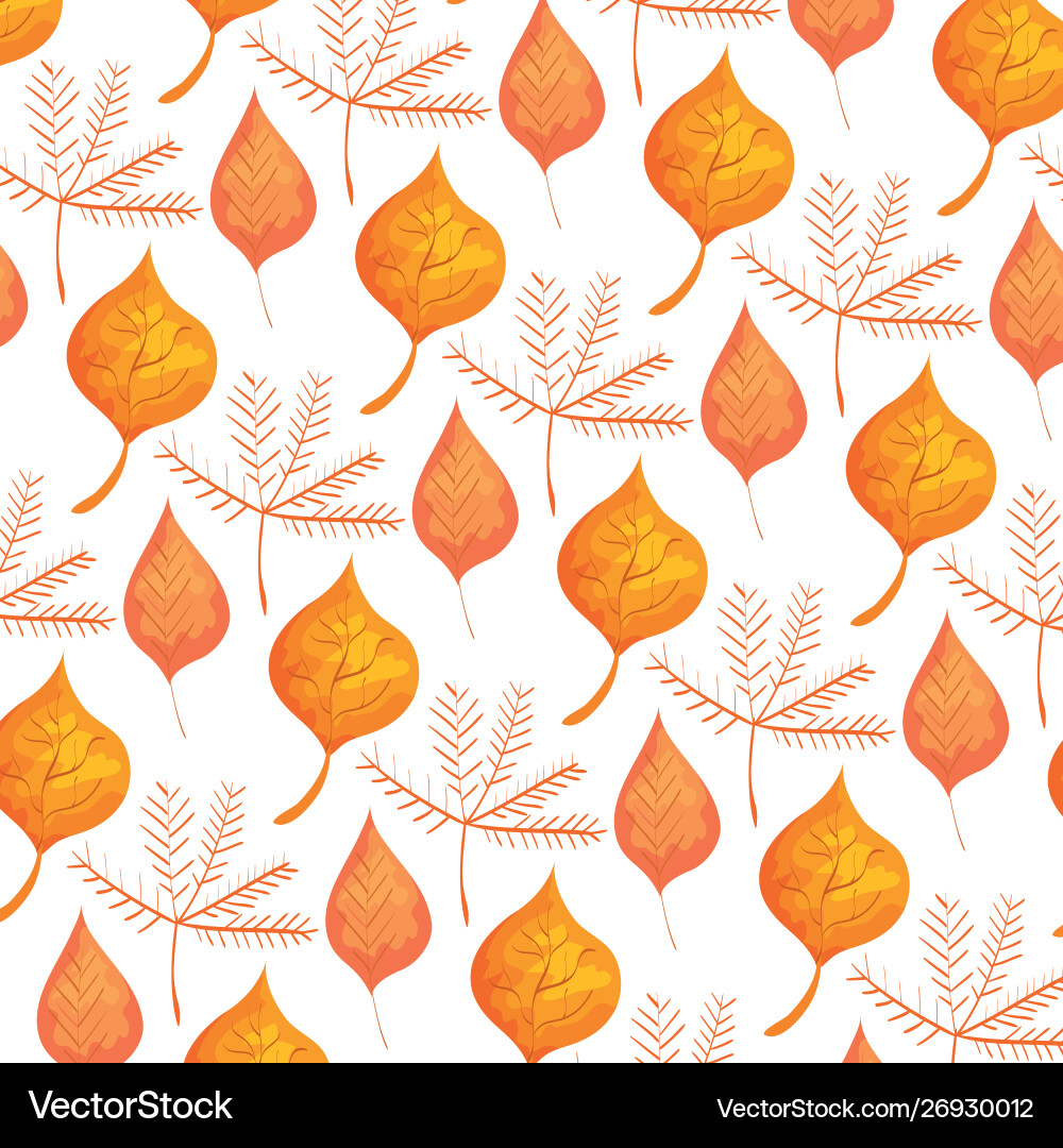 Autumn branch and dry leafs nature pattern vector image