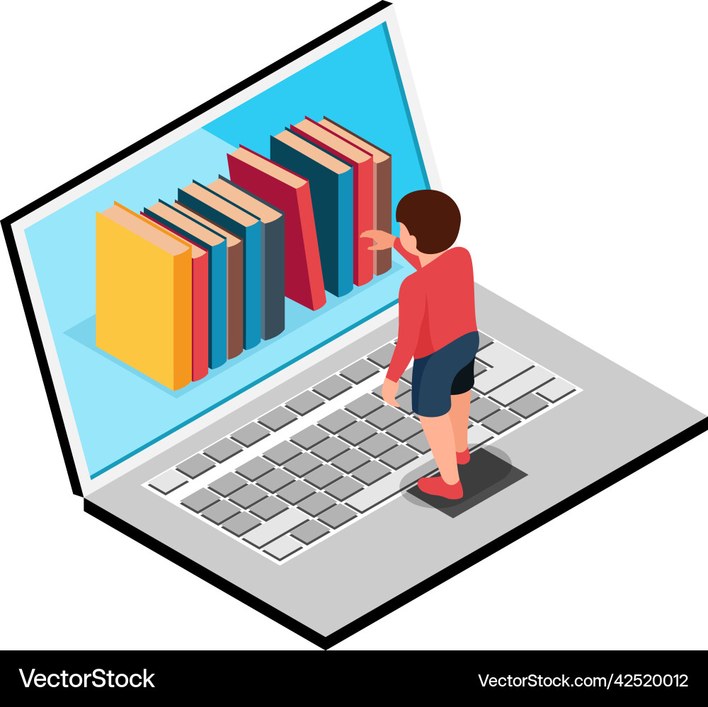 Child library computer composition Child library computer composition Vector Image