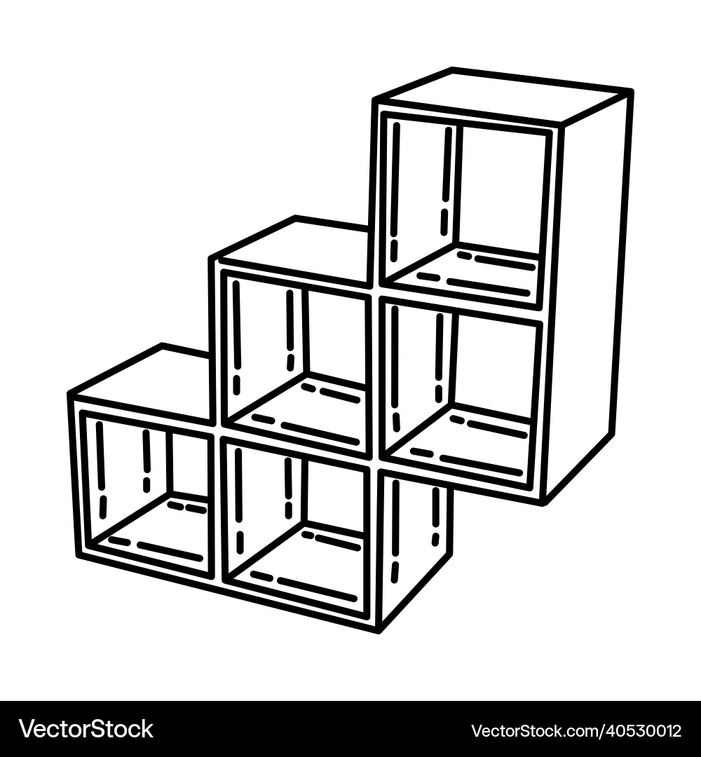 Cube bookshelf icon doodle hand drawn or outline Vector Image