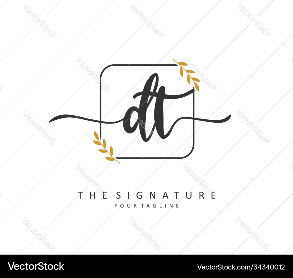 D t dt initial letter handwriting and signature Vector Image