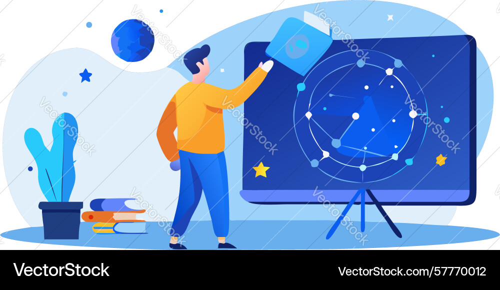 Data analysis and visualization team working vector image