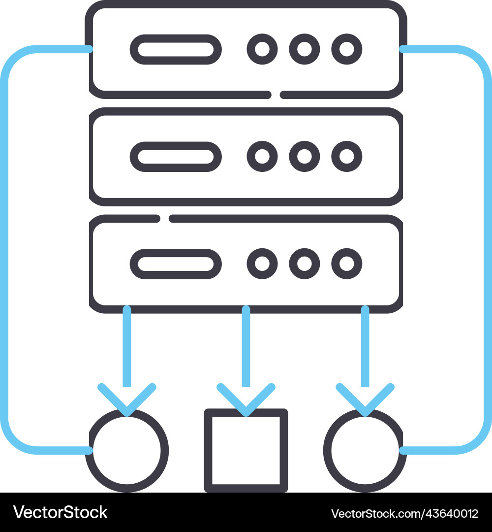 Database algorithm line icon outline symbol Database algorithm line icon outline symbol vector image