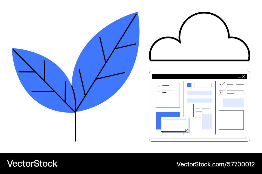 Digital platform and cloud storage linked vector image