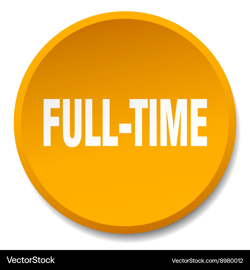 Full-time orange round flat isolated push button vector image