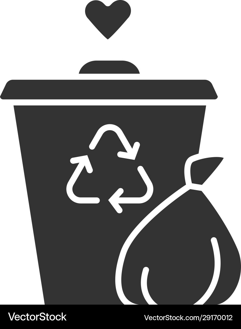 Garbage disposal glyph icon waste management vector image